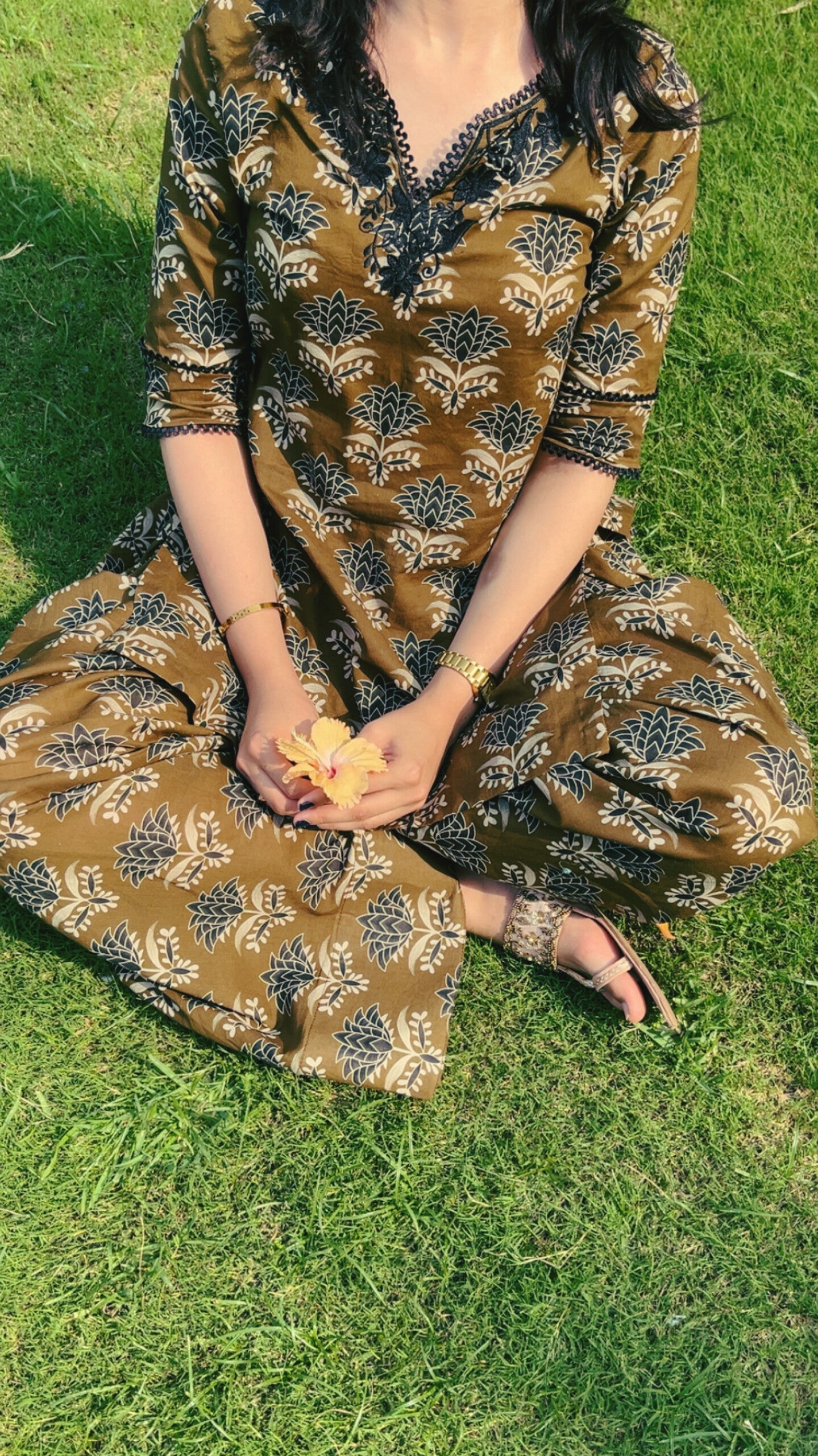 Lotus Print Farshi Set